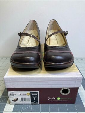 Jambu Mary Jane Shoe Sweden Support Comfort Shoe Brown Suede Womens 7